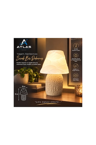 Modern Abajur Lamba, E14 Led Uyumlu, Dekoratif Gece Lambası 35 Cm Renkli
