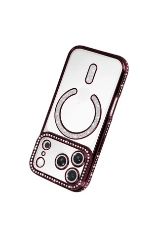 Zenviya21 Newface Apple İphone 18 Pro Max Joke Simli Magneticsafe Kılıf - Bordo Zenya785 renkli