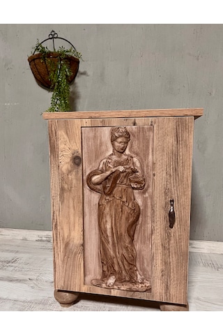 Hygieia Şifa Tanrıçası Ahşap Oyma Komodin Mitolojik