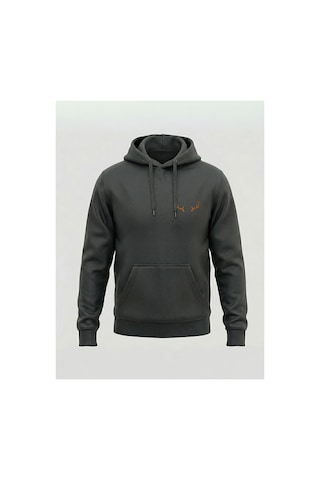 North Whiskers Mini Geyik Boynuzu Baskılı Unisex Antrasit Hoodie Antrasit - 827323213 Antrasit - 827323213 Antrasit