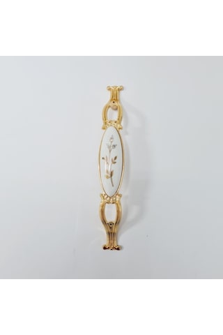 Zümre 128 Mm Metal Gold Kasa Beyaz Yaprak Desenli / 5 Adet Altın