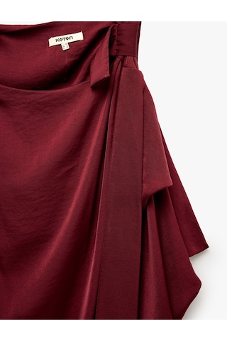 Koton Kolsuz Fular Detaylı Asimetrik Bluz Bordo 7wak60040pw