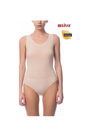 Belinay Kalın Asklılı Çıtçıtlı Body Modal Yumuşak Bayan Atlet 084