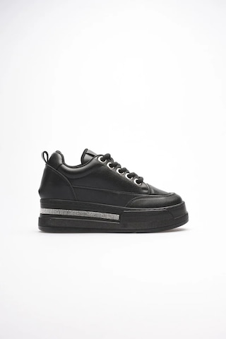 Trendella Kadın Siyah Tabanlı Siyah Gizli Topuklu Sneaker Tr04ms01d Beyaz