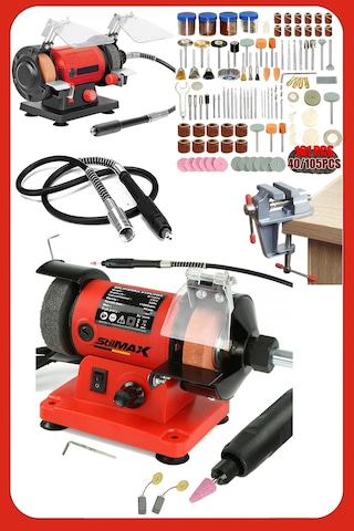 Stilmax STLTM950 Devir Ayarlı Turbo 500W  Taş Motoru + Çok Amaçlı Hortum + Mengene 105 Parça Set