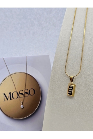 Xuping Külçe Model Çelik Kolye Gold Renk Standart Boy Altın