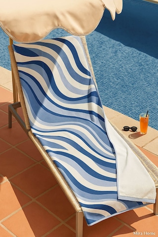 Unisex Baskılı Plaj Deniz Havuz Havlusu %100 Pamuk 70x145 Cm Wonderfull Mavi