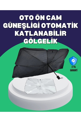 Şemsiye Tasarımlı Katlanabilir Araç Güneşliği - Geniş Uyumlu, Uv Koruma