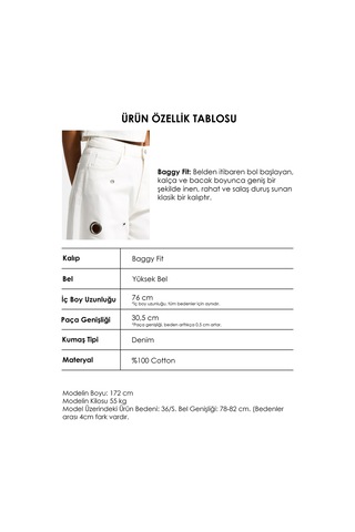 it's basic Kadın Kırık Beyaz 7s6-101 Baggy Fit Kuş Gözü Detaylı Özel Tasarım Denim Jean