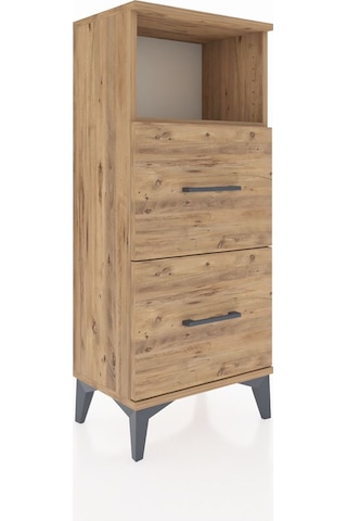 Arges Komodin Tek Raflı 2 Çekmeceli 44x30x106 Çam-çam Çam