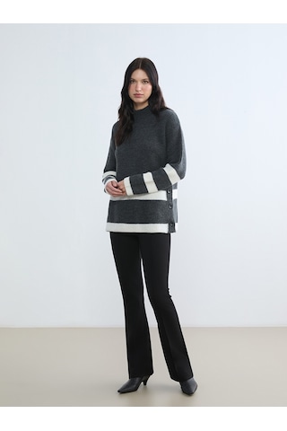 Lcw Comfort Gri Yarım Balıkçı Yaka Kadın Triko Tunik