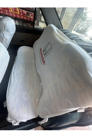 Honda Baskılı Oto Servis Kılıfı, Kemer Pedi, Yastık Takımı Beyaz Beyaz