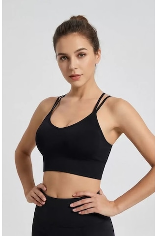 LUXSTOREE Kadın Siyah Çarpraz İpli Spor Büstiyer Modern Ve Şık Tasarım Çok Renkli