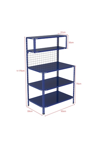 3 Katlı Mavi Paketleme Masası 59x93 Cm - 2 Raflı Tel Kafesli , Atölye, Depo, Hobi Çalışma Masası Mavi
