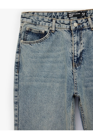 Koton Pamuklu Bol Oversize Normal Paça Baggy Jean Pantolon Orta İndigo 6sam40167nd İndigo