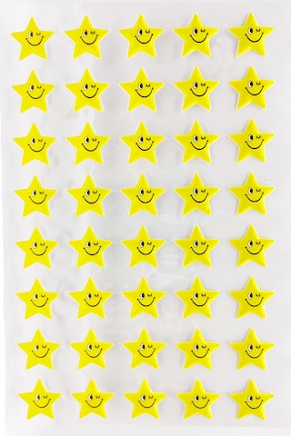 Sticker Kabartmalı A4 Boyutunda Stiker Defter, Planlayıcı Etiket - Lim029 - Gülen Yıldız
