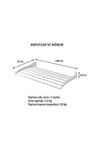 Çamaşır Kurutma Askılığı Katlanır Duvara Monte Balkon Banyo Askılık Duvar Tipi Yer Tasarruflu Kurutmalık 100 Cm Roma Beyaz