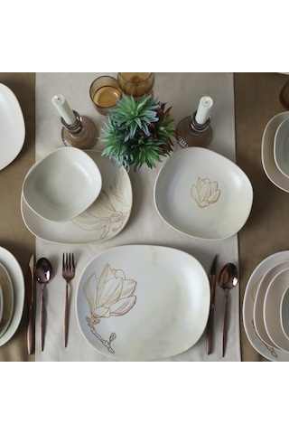 Vintage Bloom Isabella Yemek Takımı 24 Parça 6 Kişilik 22054-55-56-57 Krem