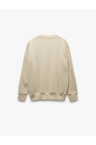 Koton Bisiklet Yaka Dikiş Detaylı Şardonlu Pamuk Karışımlı Basic Sweatshirt Ekru 5sam70045mk Ekru