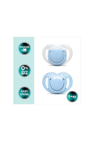 Mamajoo Ortodontik Emzik Seti 0 Ay+ Powder Blue | İkili, Silikon, Damaklı | Sterilizasyon & Saklama Kabı