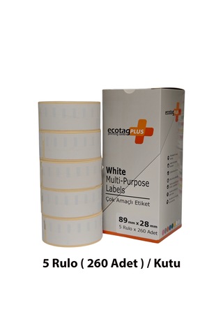 Ecotagplus Dymo Muadili Etiket - 89 Mm X 28 Mm - 5 X 260 Adet - Eko Paket - 99010 1