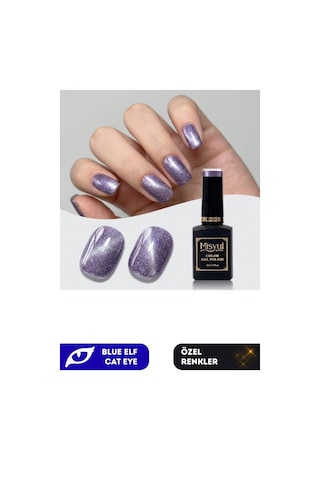 Misyul Uv Led Kalıcı Oje Nail Art 15 Ml Blue Elf Cat Eye Ec07