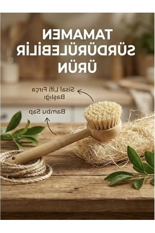 Bambu Saplı Sisal Lifli Bulaşık Fırçası