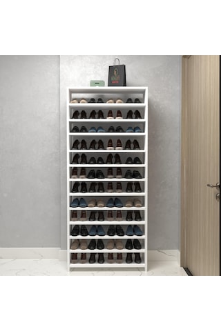 Kenzlife Ayakkabılık Konevi Mat Beyaz Suntalam 183 080 30 Kırksekiz Çift Ayakkabı Kapasitesi Arkalıksız Beyaz