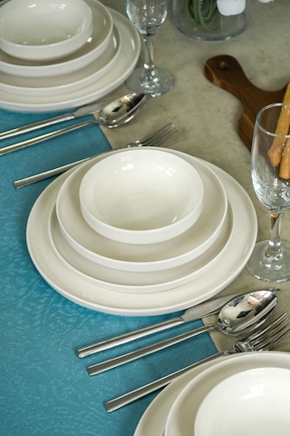 Heda Porselen Rüya Kırık Beyaz 24 Parça 6 Kişilik Porselen Yemek Takımı