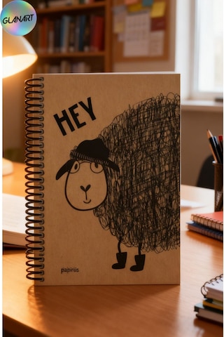 Spiralli 100 Yaprak Çizgili Orta Boy Sert Kapak Defter Kraft Kağıt 16x23 Cm