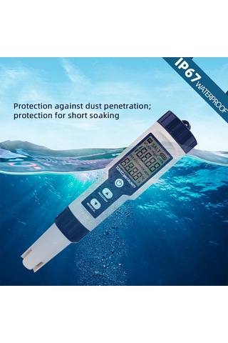 Kosona Su Kalitesi Analizi Cihazı: Ph, Tds, Ec, Tuzluluk Ve Sıcaklık Ölçer - Ip67 Su Geçirmez, Geri Aydınlatmalı Ekran