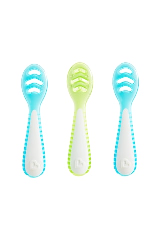 Munchkin Gentle Dip İlk Bebek Kaşığı 3'lü Set 4 Ay+ Aşamalı Beslenme Bpa İçermez Unisex Mavi-yeşil Mavi - Yeşil