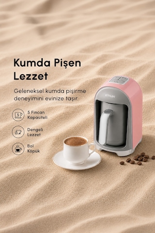 Emsan Kumda Türk Kahve Makinesi Pearly Pink