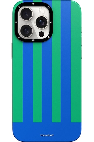 Apple Uyumlu iPhone 14 Pro Max Kılıf Magsafe Şarj Özellikli Youngkit Striped Piano Keys Serisi Kapak Mavi