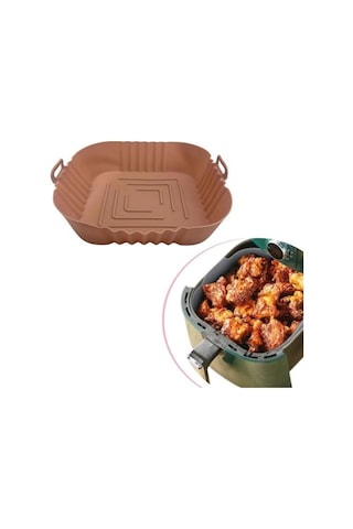 Ollevra Renkli Isıya Dayanıklı Yıkanılabilir Silikon Fırın Airfryer Kare Model Pişirme Matı 20 Cm