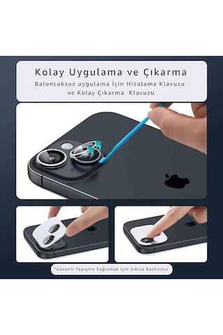 İphone 14 Pro / 14 Pro Max / 15 Pro / 15 Pro Max Safir Premıum Kamera Lens Koruyucu, Orijinal Tasarım Çizilmez 9h Temperli Cam Kamera Ekran Koruyucu, Metal Lens, Siyah