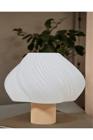 Aura Modern Tasarım Masa Lambası , Komidin Aydınlatma Şık Abajur - Krem Beyaz Çok Renkli