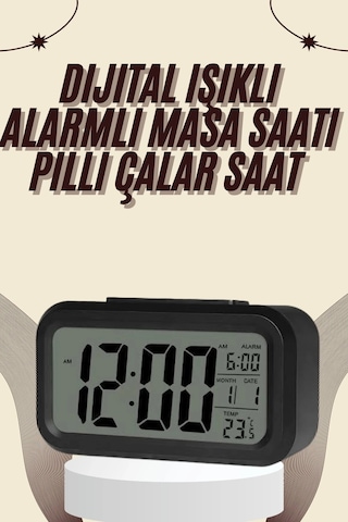 Dijital Masa Saati Termometreli Takvim Çalar Saat Led Ekran Pilli Diğer 47007281