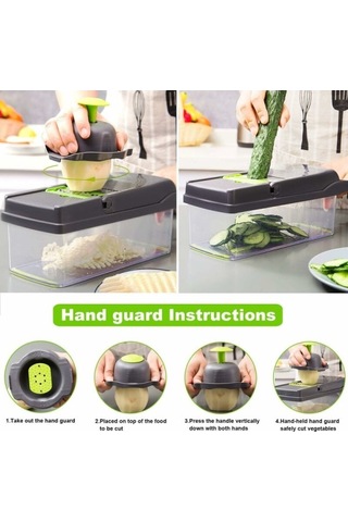 Çok İşlevli Sebze Kesici, Meyve Ve Sebzeleri Keser - 11 Bıçaklı 14 Parçalı Sebze Kesici Seti Kare Diğer