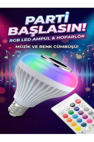 Durukar Bluetooth Rgb Led Hoparlörlü Akıllı Ampul - Renkli Müzikli Lamba Ve Kumanda