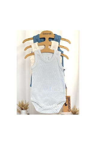 Altıntaş Baby Caramell Yumuşak Ve Nefes Alabilen %100 Pamuk 3'lü Body Set Erkek Bebek Mavi Mavi