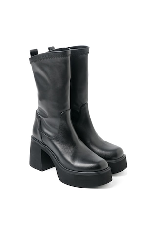 Siyah Streç Çizme Kadın Gtn-20695 John May Sıyah Siyah