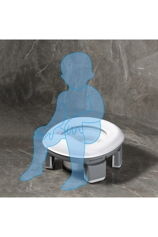 3'ü 1 Arada Seyahat Klozet Katlanabilir Mavi Çocuk Lazımlık