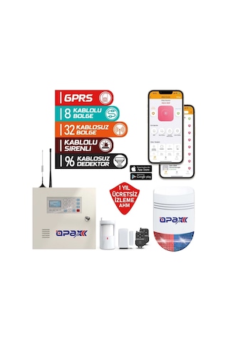 Opax-2646 Bgr-10 Kablolu Sirenli Akülü Gprs/gsm Ev Ve İşyeri Alarm Seti
