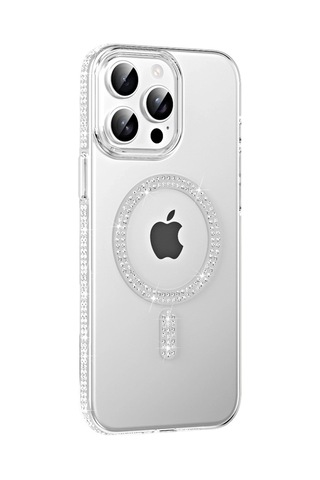 Joko Apple iPhone Uyumlu 15 Pro Move Taşlı Magsafe Kapak - Natural Grey Gri