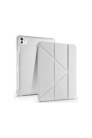 Apple Uyumlu iPad, Pro 11 İnç M5 2025 Kılıf Üçgen Katlanabilir Kalem Şarj Bölmeli Kılıf A2836 A2837 A3006 Kapaklı Kılıf