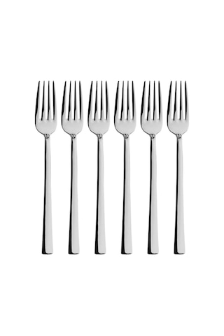 Gümüş Tatlı Çatalı Seti, Paslanmaz Çelik, 16 Cm, Metalik, Titanyum Kaplama, 6 Adet Çok Renkli