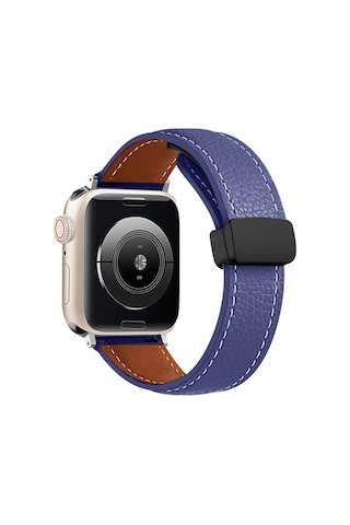Apple Watch Uyumlu 38mm Kr414 Daks Deri Kordon Saat Değildir - Lacivert 07ebd