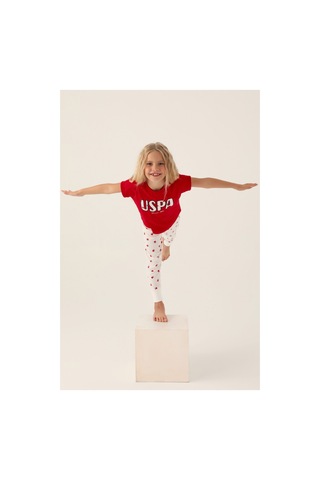 U.s. Polo Assn. Lisanslı Text Printed Kırmızı Kız Çocuk Pijama Takımı Kırmızı, Sarı