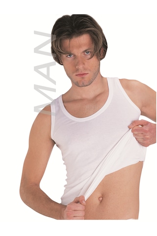 Erkek Beyaz Süprem Atlet % 100 Pamuklu Atlet 3'lü Paket 100-3b Beyaz